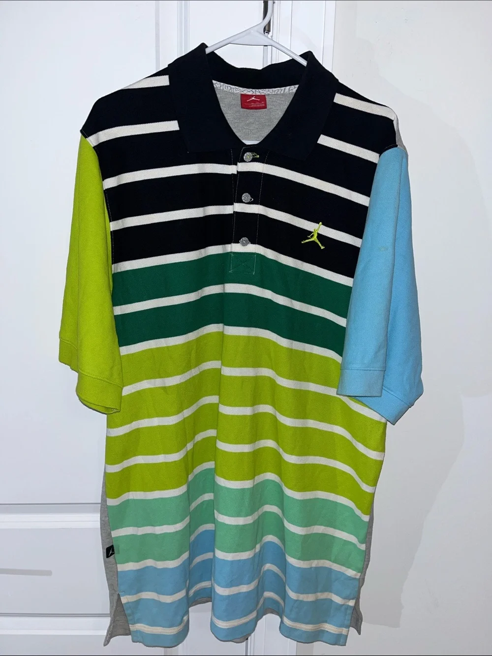 Jordan Amazing Jumpman Golf polo Shirt XL Rainbow Stripes 6 colors Straight Cut